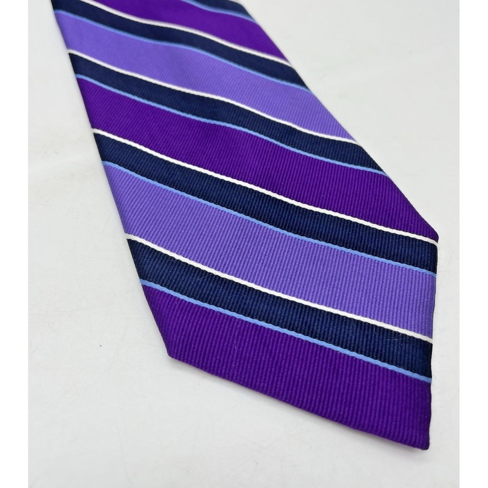 Chaps Ralph Lauren Necktie Tie Purple Black Diagonal Repp Stripe Academia Career